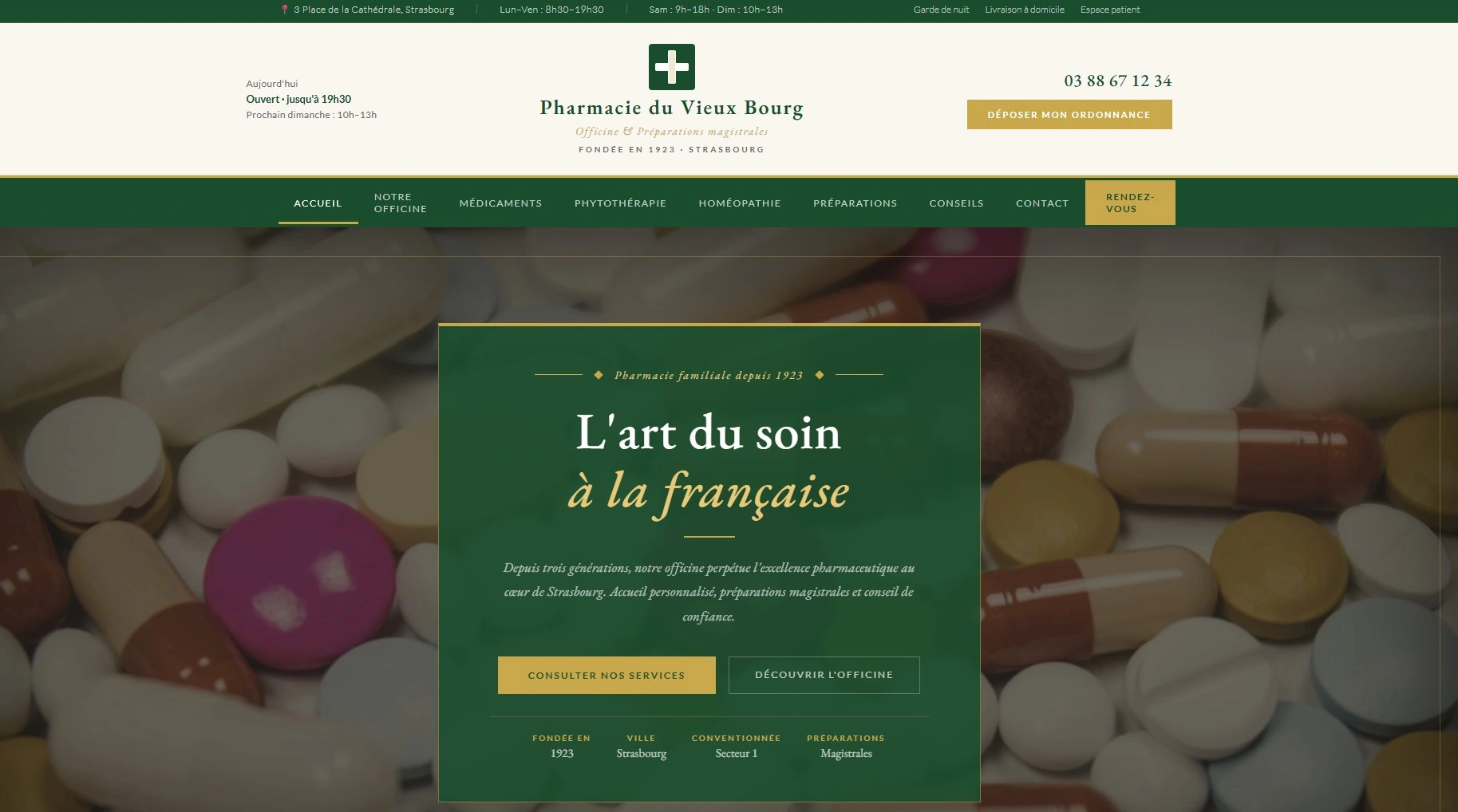 Site web farmácia — página interior